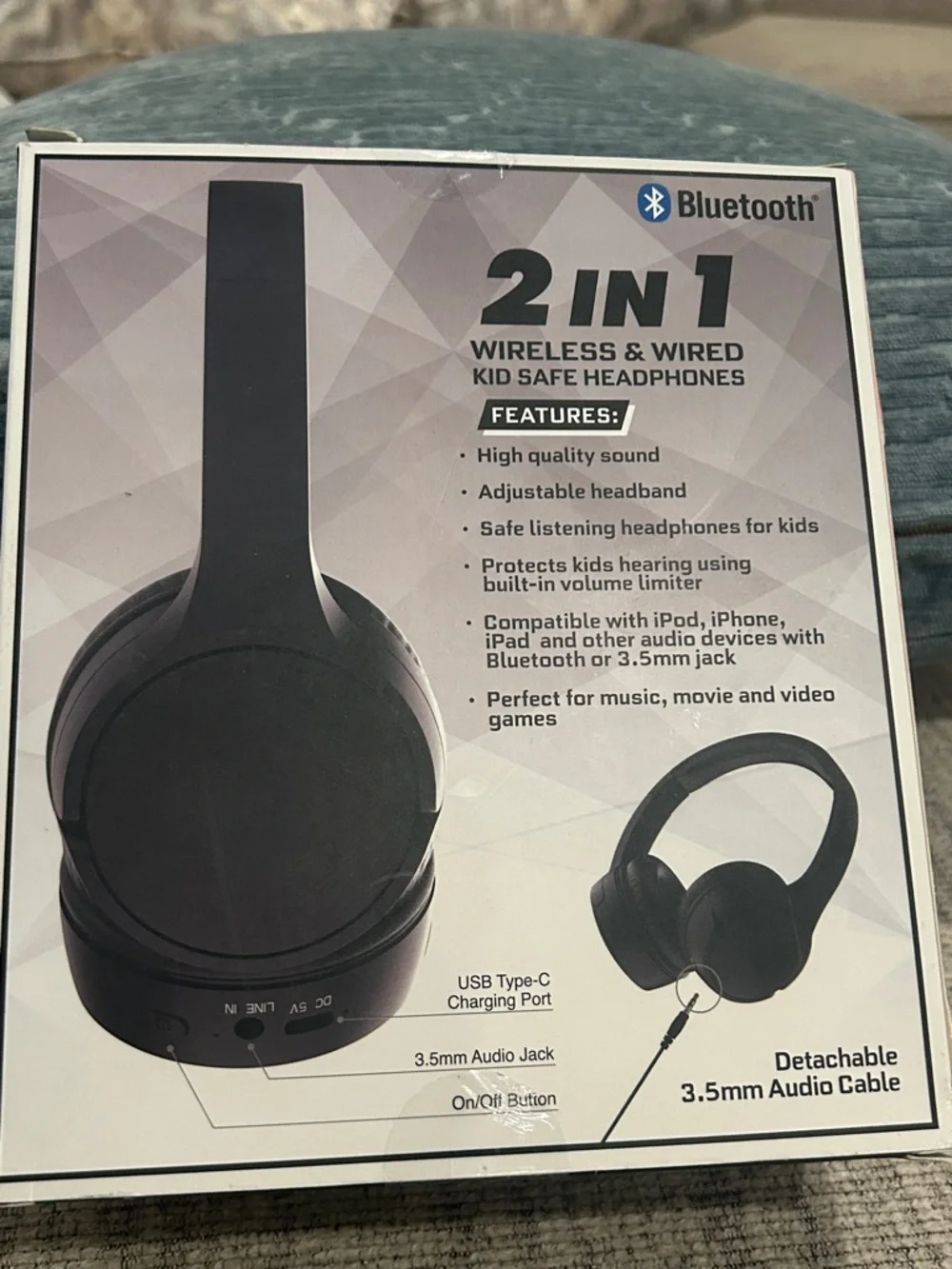 Kids Bluetooth & Wired Headphones — Black